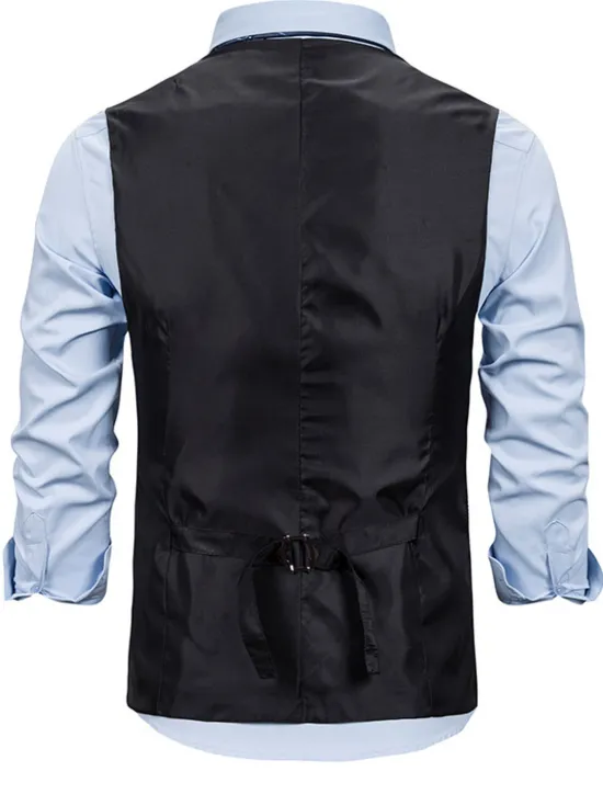 Sale OUKU Men's Vest Waistcoat Wedding Daily Sporty 1920s Fall Pocket Polyester Thermal Warm Solid Color Single Breasted V Neck Regular Fit Black Coffee Gray Vest