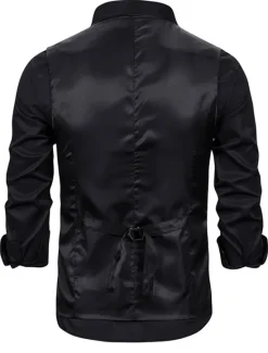 Sale OUKU Men's Vest Waistcoat Wedding Daily Sporty 1920s Fall Pocket Polyester Thermal Warm Solid Color Single Breasted V Neck Regular Fit Black Coffee Gray Vest