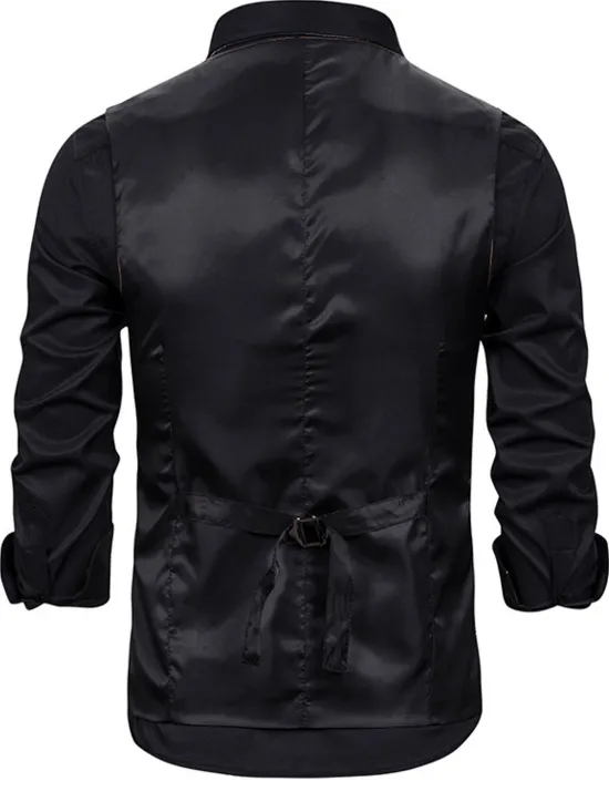 Sale OUKU Men's Vest Waistcoat Wedding Daily Sporty 1920s Fall Pocket Polyester Thermal Warm Solid Color Single Breasted V Neck Regular Fit Black Coffee Gray Vest