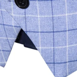 OUKU Men's Vest Waistcoat Wedding Office & Career Daily Wear Going out Business Retro Fall & Winter Button Pocket Polyester Outdoor Comfortable Casual Plaid Single Breasted V Wire Regular Fit Light Blue