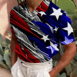 Online OUKU Men's Veterans Patriotic National Flag Polo Shirts Golf Shirt Short Sleeve Shirt Turndown Casual Daily 3D Print Red Blue Green Dark Gray Print Button-Down Clothing Apparel Fashion Designer Casual