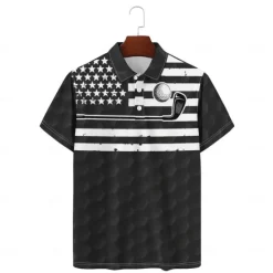 Discount OUKU Men's Veterans Patriotic Short Sleeve Polo Shirts Casual Daily Wear Spring & Summer Black