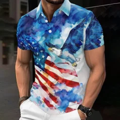 Online OUKU Men's Veterans Patriotic Short Sleeve Polo Shirts Casual Daily Wear Spring & Summer White