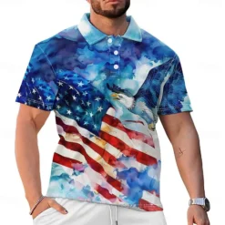 Online OUKU Men's Veterans Patriotic Short Sleeve Polo Shirts Casual Daily Wear Spring & Summer White