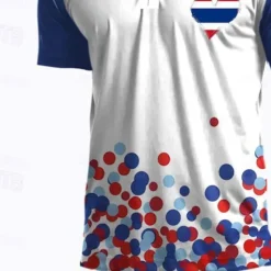 Online OUKU Men's Veterans Patriotic Zip Polo Shirts Golf Shirt Short Sleeve Polo Shirts Collared Shirts Casual Streetwear Vacation Wear Party Outfits 3D Print Quarter Zip Polo Spring & Summer White Red Blue