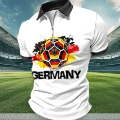 New OUKU Men's Veterans Patriotic Zip Polo Shirts Golf Shirt Short Sleeve Polo Shirts Collared Shirts Streetwear Vacation Wear Party Outfits 3D Print Quarter Zip Polo Spring & Summer White Yellow