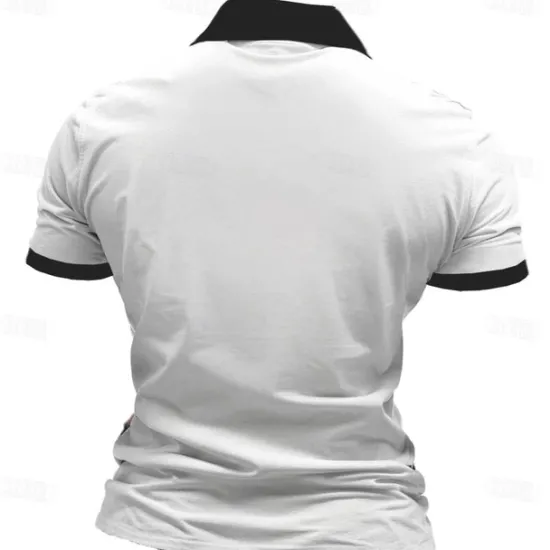 New OUKU Men's Veterans Patriotic Zip Polo Shirts Golf Shirt Short Sleeve Polo Shirts Collared Shirts Streetwear Vacation Wear Party Outfits 3D Print Quarter Zip Polo Spring & Summer White Yellow