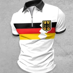 New OUKU Men's Veterans Patriotic Zip Polo Shirts Golf Shirt Short Sleeve Polo Shirts Collared Shirts Streetwear Vacation Wear Party Outfits 3D Print Quarter Zip Polo Spring & Summer White Yellow
