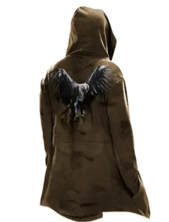 Hot OUKU Men's Vintage Eagle Winter Coat Fleece Jacket Coat Warm Breathable Comfortable Fashion Streetwear Casual Daily Sports & Outdoor Daily Wear Going out Zipper Pocket Print Fall & Winter Hoodie Long