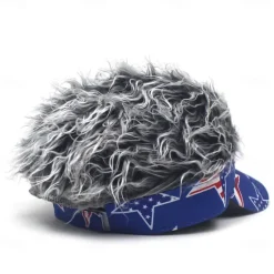 Sale OUKU Men's Visor Hat with Spiked Wigs Fake Hair Visor Wig Men Sun Hat Baseball Cap Wig Hat Coffee Gray Polyester / Cotton Blend Print Fashion Casual Daily Independence Day American Flag Adjustable