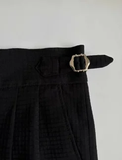 Hot OUKU Men's Waffle Graduation Dress Pants Naples Trousers Trousers Buttons Pocket Solid Colored Comfort Formal Party Work Fashion Classic Style Black White Micro-elastic