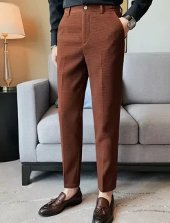 Best OUKU Men's Waffle Graduation Dress Pants Trousers Suit Pants Pocket Plain Comfort Breathable Outdoor Daily Going out Fashion Casual Black White