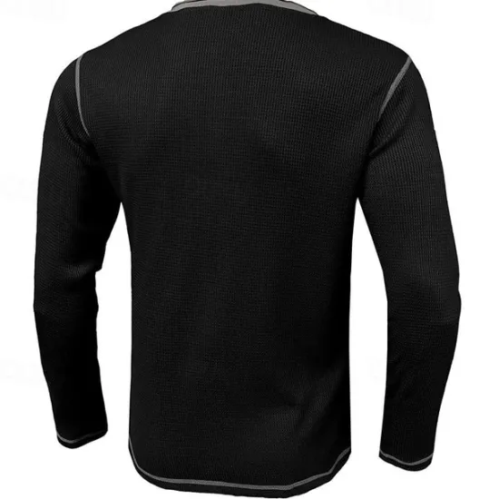Sale OUKU Men's Waffle Henley Shirt Tee Long Sleeve Shirt Plain Henley Outdoor Casual Long Sleeve Button Clothing Apparel Fashion Designer Comfortable