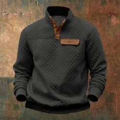 Hot OUKU Men's Waffle Hoodies Hoodie Wine Red Black Brown Green Light Grey Standing Collar Plain Sports & Outdoor Daily Holiday Streetwear Cool Casual Winter Spring & Fall Clothing Apparel Hoodies