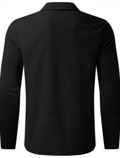 Discount OUKU Men's Waffle Jacket Transition Jacket Daily Lightweight Pocket Spring & Fall Plain Classic Lapel Regular Waffle Fabric Black White Royal Blue Khaki Light Grey Jacket