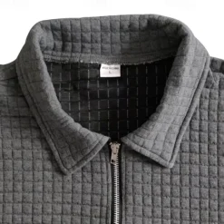 Clearance OUKU Men's Waffle Polo Shirt Quarter Zip Polo Daily Holiday Quarter Zip Short Sleeve Fashion Basic Plain 2 Piece Spring & Summer Regular Fit Black White Khaki Army Green Dark Gray Waffle Polo Shirt