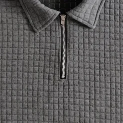 Clearance OUKU Men's Waffle Polo Shirt Quarter Zip Polo Daily Holiday Quarter Zip Short Sleeve Fashion Basic Plain 2 Piece Spring & Summer Regular Fit Black White Khaki Army Green Dark Gray Waffle Polo Shirt