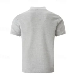 OUKU Men's Waffle Polo Shirt Quarter Zip Polo Daily Holiday Quarter Zip Short Sleeve Fashion Basic Plain Spring & Summer Regular Fit Black White Royal Blue Light Grey Apricot Waffle Polo Shirt