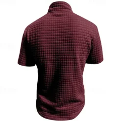 Best OUKU Men's Waffle Polo Shirt Quarter Zip Polo Daily Holiday Quarter Zip Short Sleeve Fashion Basic Plain Spring & Summer Regular Fit Black White Burgundy Khaki Light Grey Army Green Waffle Polo Shirt