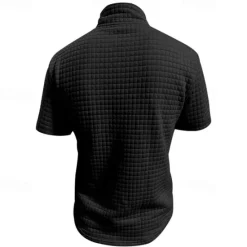 Best OUKU Men's Waffle Polo Shirt Quarter Zip Polo Daily Holiday Quarter Zip Short Sleeve Fashion Basic Plain Spring & Summer Regular Fit Black White Burgundy Khaki Light Grey Army Green Waffle Polo Shirt