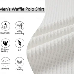 Clearance OUKU Men's Waffle Polo Shirt Waffle T Shirt Sports Outdoor Cycling / Bike Standing Collar Quarter Zip Long Sleeve Fashion Modern Solid Color Knitted Spring & Fall Standard Fit Light Blue Black White Dark