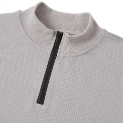 Clearance OUKU Men's Waffle Polo Shirt Waffle T Shirt Sports Outdoor Cycling / Bike Standing Collar Quarter Zip Long Sleeve Fashion Modern Solid Color Knitted Spring & Fall Standard Fit Light Blue Black White Dark