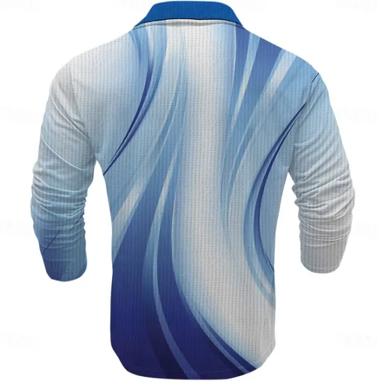 Clearance OUKU Men's Waffle Polo Shirts Golf Shirt Long Sleeve Polo Shirts Collared Shirts Casual Vacation Wear Formal Wear Festival Wear Buttons 3D Print Summer Blue