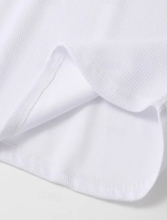Sale OUKU Men's Waffle Polo Shirts Golf Shirt Casual Holiday Classic Long Sleeve Fashion Comfortable Solid Color Button Front Button-Down Spring & Fall Regular Fit Black White Gray Waffle Polo Shirts