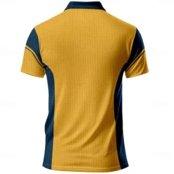Discount OUKU Men's Waffle Polo Shirts Golf Shirt Short Sleeve Polo Shirts Collared Shirts Casual Vacation Wear Party Outfits Buttons 3D Print Spring & Summer Yellow