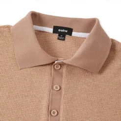 OUKU Men's Waffle Polo Shirts Polo Shirts Casual Holiday Lapel Ribbed Polo Collar Short Sleeve Fashion Basic Plain Buttons Soft Summer Spring Regular Fit White Yellow Burgundy Mint Green Green khaki