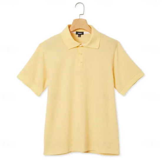OUKU Men's Waffle Polo Shirts Polo Shirts Casual Holiday Lapel Ribbed Polo Collar Short Sleeve Fashion Basic Plain Buttons Soft Summer Spring Regular Fit White Yellow Burgundy Mint Green Green khaki
