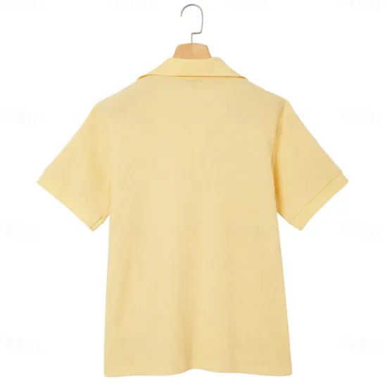 OUKU Men's Waffle Polo Shirts Polo Shirts Casual Holiday Lapel Ribbed Polo Collar Short Sleeve Fashion Basic Plain Buttons Soft Summer Spring Regular Fit White Yellow Burgundy Mint Green Green khaki
