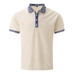 Outlet OUKU Men's Waffle Shirt Polo Tee Pants Sets Long Sleeve Quarter Zip Solid Color Knitwear Fashion Pocket Home Office / Career Street Black Ivory Blue Top Tee for Men