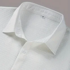 Best OUKU Men's Waffle Shirt Summer Shirt Casual Shirt Waffle Knit Shirt White Light Green Pink Dark Gray Apricot Long Sleeve Textured Fashion Turndown Vacation Holiday Clothing Apparel Cotton Fashion Work