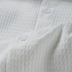 Best OUKU Men's Waffle Shirt Summer Shirt Casual Shirt Waffle Knit Shirt White Light Green Pink Dark Gray Apricot Long Sleeve Textured Fashion Turndown Vacation Holiday Clothing Apparel Cotton Fashion Work