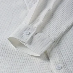 Best OUKU Men's Waffle Shirt Summer Shirt Casual Shirt Waffle Knit Shirt White Light Green Pink Dark Gray Apricot Long Sleeve Textured Fashion Turndown Vacation Holiday Clothing Apparel Cotton Fashion Work