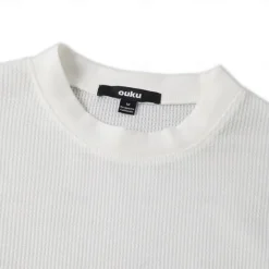 Hot OUKU Men's Waffle Shirt T Shirt Tee Top Long Sleeve Shirt Long Sleeve Crew Neck Spring & Fall Plain Fashion Designer Basic Vacation Street Going out Dark Grey Black White Top Tee for Men