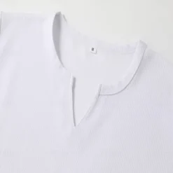 Online OUKU Men's Waffle Shirt T Shirt Tee Top Long Sleeve Shirt Long Sleeve V Neck Spring & Fall Plain Fashion Designer Basic Vacation Street Going out Black White Gray Top Tee for Men