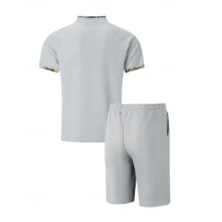 New OUKU Men's Waffle Shirt T-shirt Suits 2 Pieces Outfits Tee & Shorts Short Sleeve Standing Collar Summer Color Block Fashion Casual 2 Piece Front Pocket Vacation Daily Wear Going out Black White Royal Blue