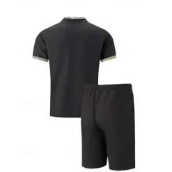 New OUKU Men's Waffle Shirt T-shirt Suits 2 Pieces Outfits Tee & Shorts Short Sleeve Standing Collar Summer Color Block Fashion Casual 2 Piece Front Pocket Vacation Daily Wear Going out Black White Royal Blue