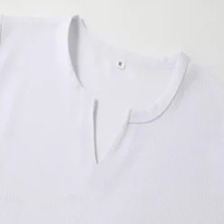 Clearance OUKU Men's Waffle Shirt V Neck Tee Tee Top Long Sleeve Shirt Long Sleeve V Neck Spring & Fall Solid Color Daily Casual Street Style V Neck Outdoor Street Causal Black White Orange Top Tee for Men