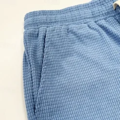 New OUKU Men's Waffle Shorts Shorts Summer Shorts Casual Shorts Pocket Drawstring Elastic Waist Plain Comfort Breathable Short Outdoor Vacation Sport Casual Black White Micro-elastic