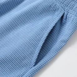 New OUKU Men's Waffle Shorts Shorts Summer Shorts Casual Shorts Pocket Drawstring Elastic Waist Plain Comfort Breathable Short Outdoor Vacation Sport Casual Black White Micro-elastic