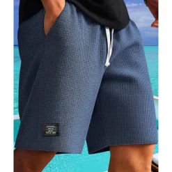 Outlet OUKU Men's Waffle Shorts Shorts Summer Shorts Casual Shorts Drawstring Pocket Elastic Waist Plain Comfort Breathable Short Outdoor Vacation Sport Casual Black White