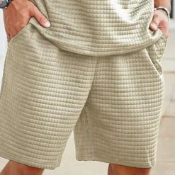 New OUKU Men's Waffle Shorts Sweat Shorts Shorts Summer Shorts Pocket Drawstring Elastic Waist Plain Comfort Short Sports Outdoor Daily Going out Fashion Casual Black White Micro-elastic