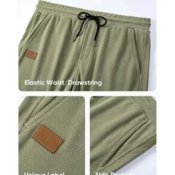 Online OUKU Men's Waffle Shorts Sweat Shorts Shorts Bermuda shorts Drawstring Elastic Waist Plain Comfort Breathable Short Outdoor Daily Running Sports Fashion Black White Micro-elastic