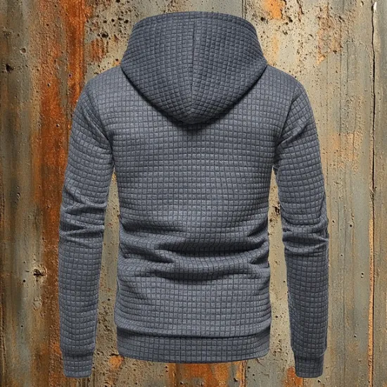 New OUKU Men's Waffle Sweatshirt Pullover Black White Yellow Light Grey Dark Gray Hooded Plain Pocket Work Sports & Outdoor Casual Active Vintage Cool Spring Fall Clothing Apparel Hoodies Sweatshirts