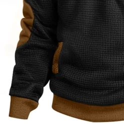 Clearance OUKU Men's Waffle Sweatshirt Waffle Hoodies Zip Up Sweatshirt Pullover Black Navy Blue Standing Collar Plain Pocket Work Sports & Outdoor Casual Active Vintage Cool Spring Fall Clothing Apparel Hoodies