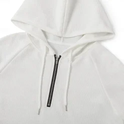 OUKU Men's Waffle Tee T Shirt Zip Up Hoodies Long Sleeve Hoodie Spring Fall Spring & Fall Solid Color Knitwear Daily Color-Blocking Outdoor Causal Casual Black White Light Gray Top Tee for Men