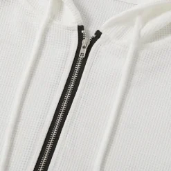 OUKU Men's Waffle Tee T Shirt Zip Up Hoodies Long Sleeve Hoodie Spring Fall Spring & Fall Solid Color Knitwear Daily Color-Blocking Outdoor Causal Casual Black White Light Gray Top Tee for Men